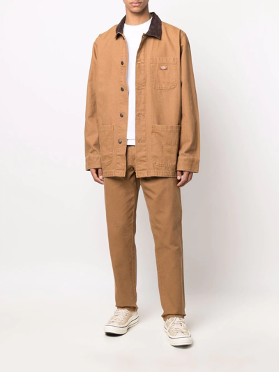 Dickies Construct Rear Logo-patch Trousers In Brown