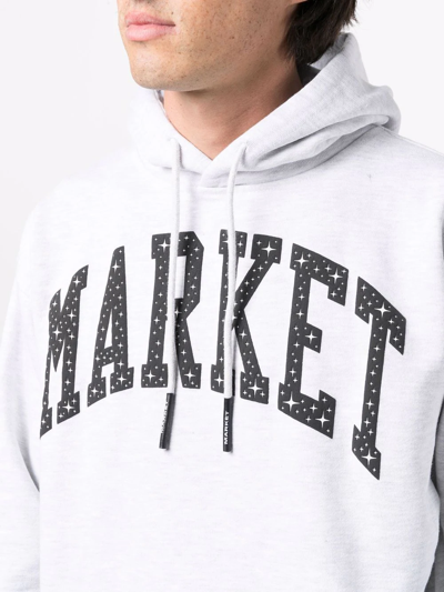 Shop Market Logo-print Drawstring Hoodie In Grey