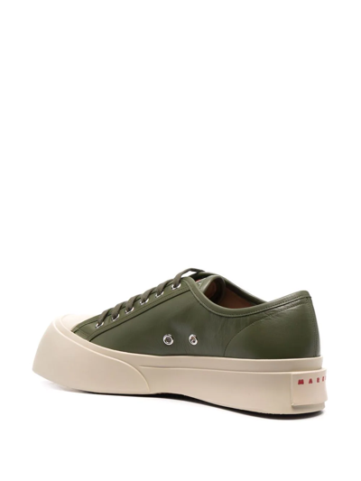 Shop Marni Pablo Leather Low-top Sneakers In Green