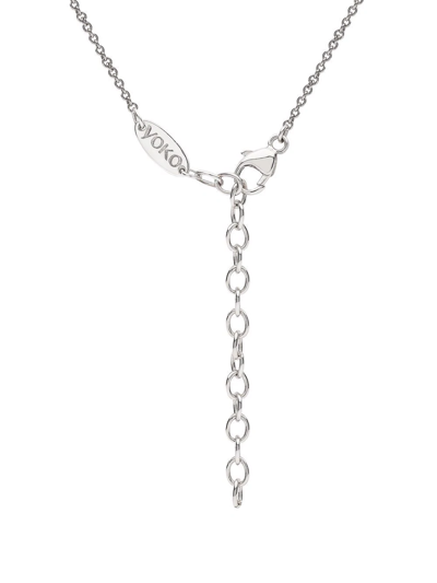 Shop Yoko London 18kt White Gold Sleek Akoya Pearl Diamond Necklace In Silver