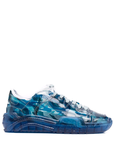 Shop Gcds Camouflage-print Low-top Sneakers In Blue