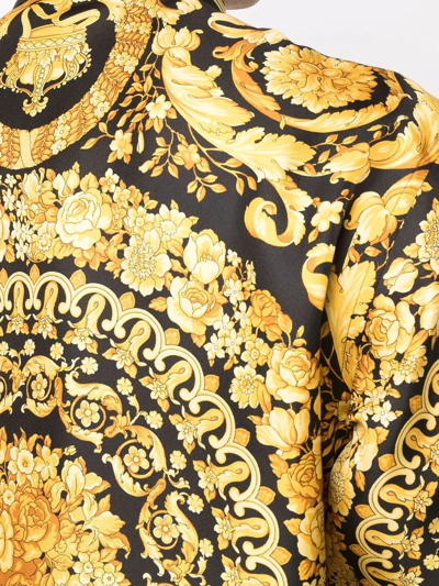 Versace Silk Printed Shirt For Men In Black