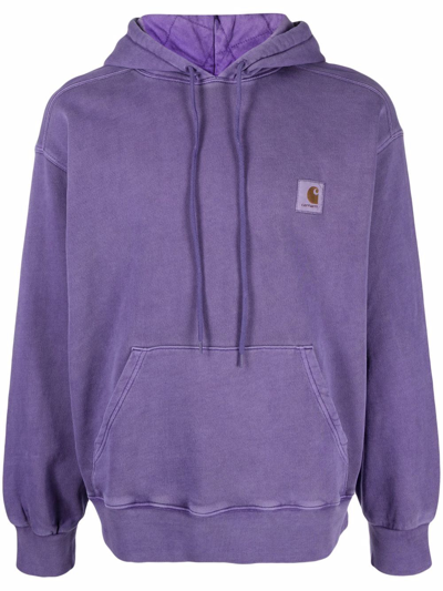 Shop Carhartt Logo-patch Hoodie In Purple