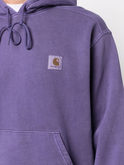 Shop Carhartt Logo-patch Hoodie In Purple