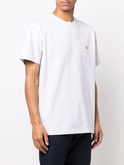 Shop Carhartt Embroidered-logo Cotton T-shirt In Grey