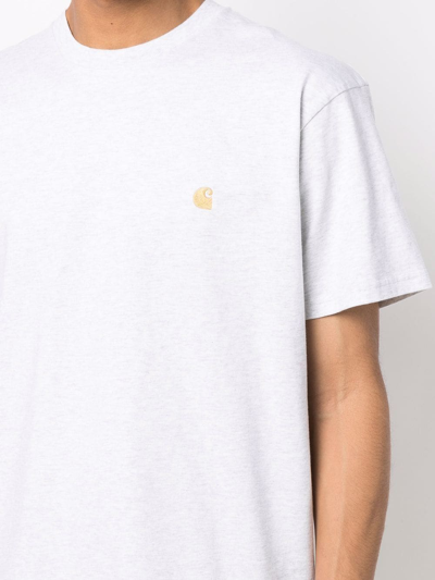 Shop Carhartt Embroidered-logo Cotton T-shirt In Grey