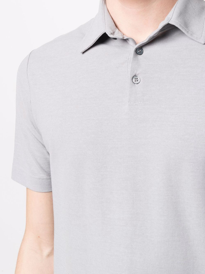 Shop Zanone Short-sleeved Polo Shirt In Grey