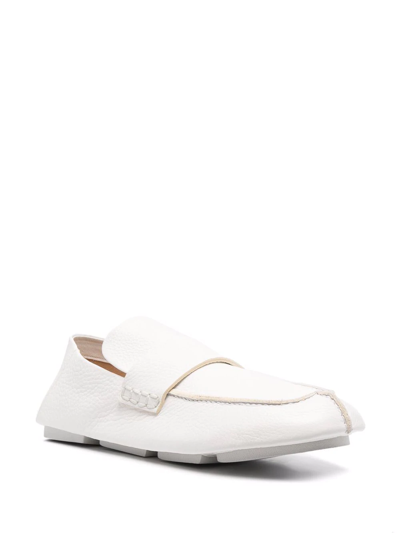 Shop Marsèll Almond-toe Leather Loafers In White