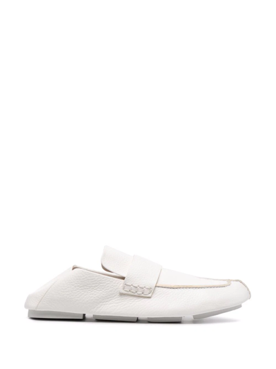 Shop Marsèll Almond-toe Leather Loafers In White