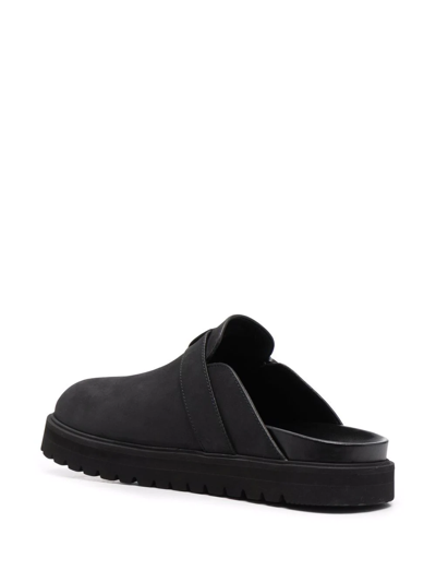 Shop Moncler Buckle-detail Leather Sandals In Black