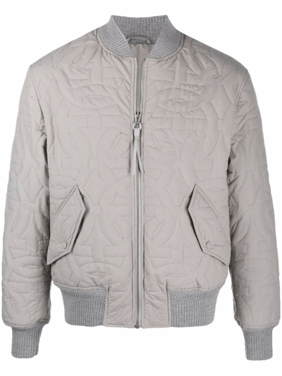 Shop Ferragamo Gancini-logo Bomber Jacket In Grey