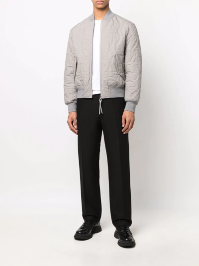 Shop Ferragamo Gancini-logo Bomber Jacket In Grey