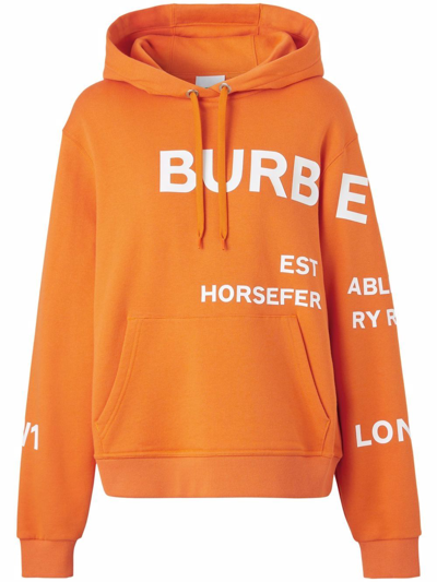 Shop Burberry Horseferry-print Cotton Oversized Hoodie In Orange