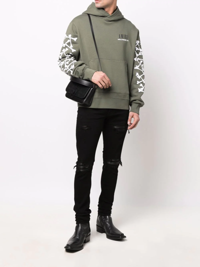 Amiri Bones-print Hoodie In Green