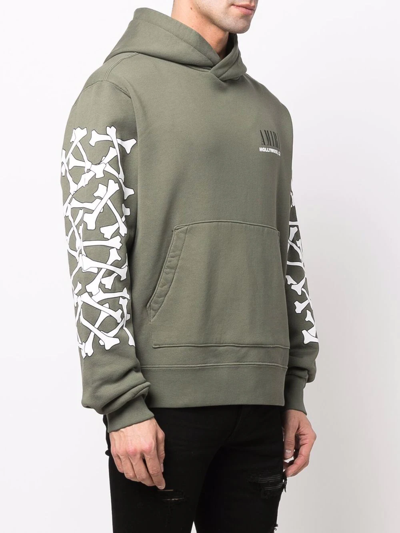 Amiri Bones-print Hoodie In Green