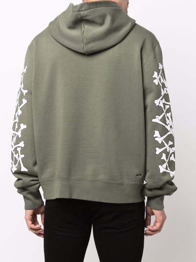 Amiri Bones-print Hoodie In Green