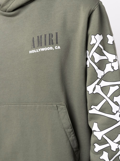 Amiri Bones-print Hoodie In Green
