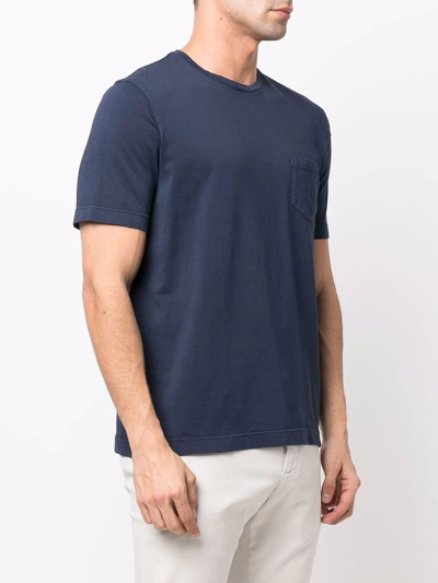 Drumohr Patch-pocket Cotton T-shirt In Blue