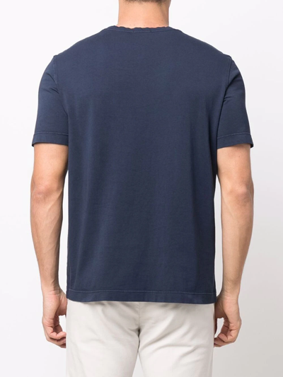 Drumohr Patch-pocket Cotton T-shirt In Blue