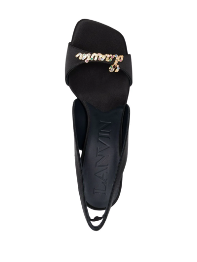 Shop Lanvin Gem Logo-plaque Sandals In Black