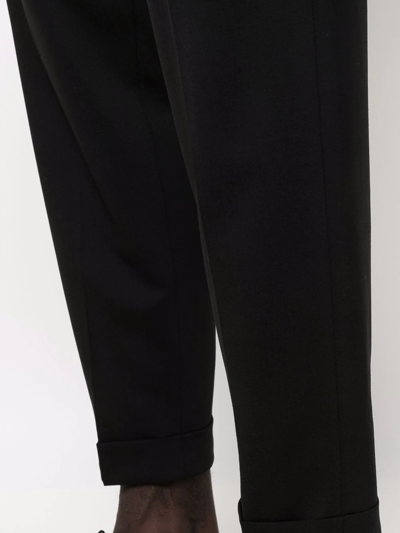 Shop Pt Torino Tailored Cropped Trousers In Black
