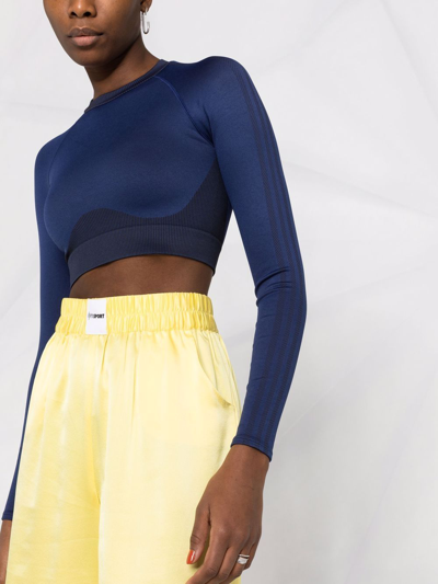 Adidas Originals Long-sleeve Cropped Top In Blue | ModeSens