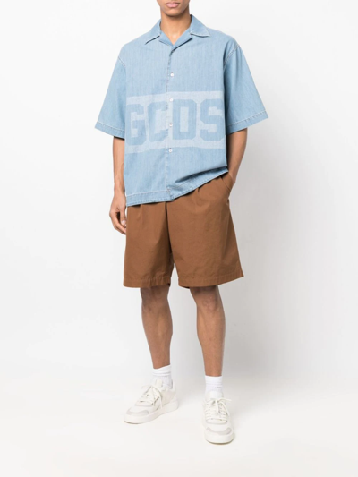 Shop Gcds Logo-print Short-sleeved Shirt In Blue