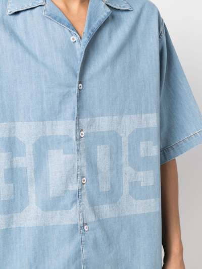 Shop Gcds Logo-print Short-sleeved Shirt In Blue