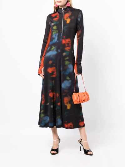 Shop Paul Smith Patterned Zip-front Midi Dress In Multicolour
