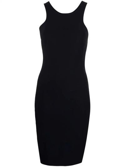Shop Patrizia Pepe Round-neck Sleeveless Racer Dress In Black