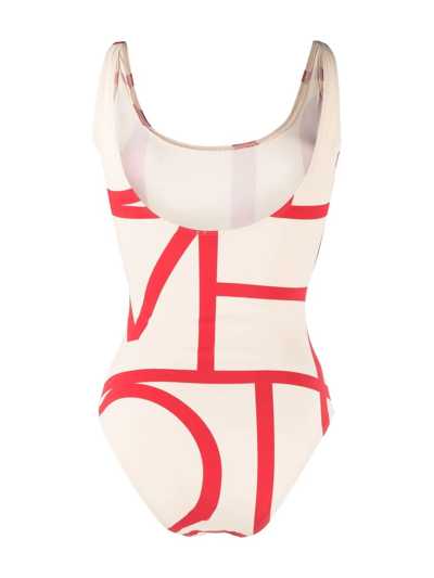 Shop Totême Graphic-print Swimsuit In Neutrals