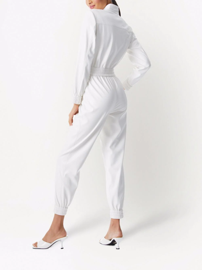 Shop Alice And Olivia Levi Vegan Leather Jumpsuit In White