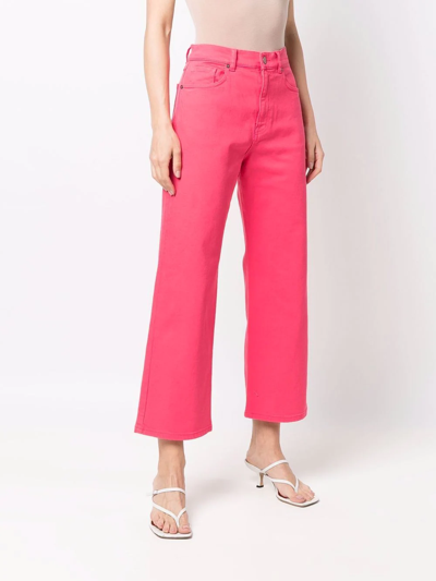 Shop P.a.r.o.s.h Cabare Cropped-leg Trousers In Pink