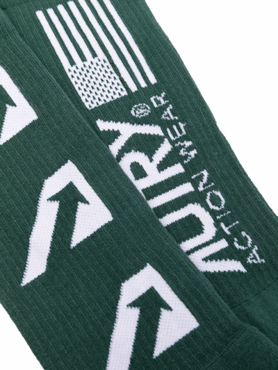 Shop Autry Logo-print Socks In Green