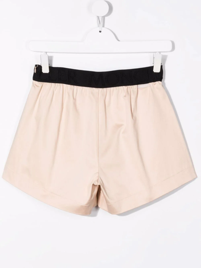 Shop Moncler Logo-waist Cotton Shorts In Neutrals