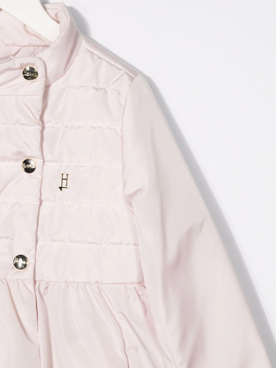 Shop Herno Mock-neck Double-breasted Quilted Jacket In Pink