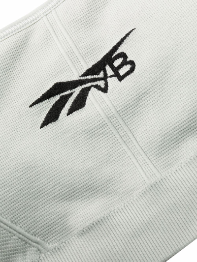 Shop Victoria Beckham Logo Print Sports Bra In Grey