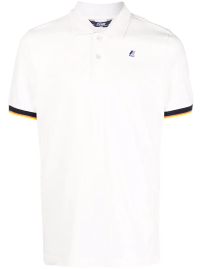 Shop K-way Logo-patch Short-sleeve Polo Shirt In White