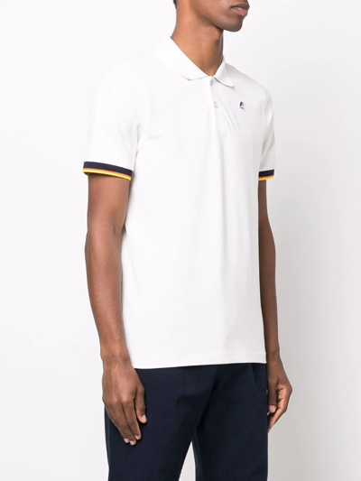 Shop K-way Logo-patch Short-sleeve Polo Shirt In White