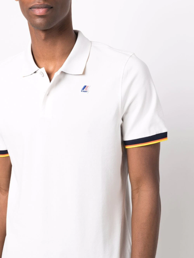 Shop K-way Logo-patch Short-sleeve Polo Shirt In White