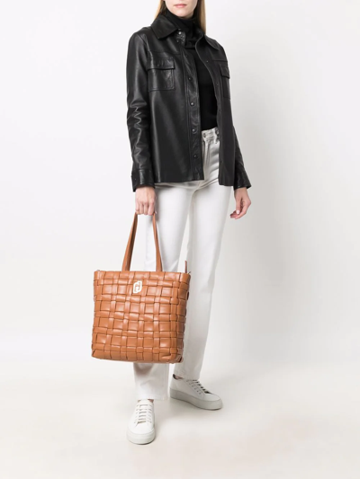 Shop Liu •jo Interwoven Detail Tote Bag In Brown