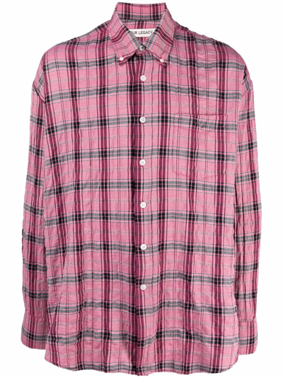 Our Legacy Borrowed Check Cotton-blend Shirt In Pink | ModeSens