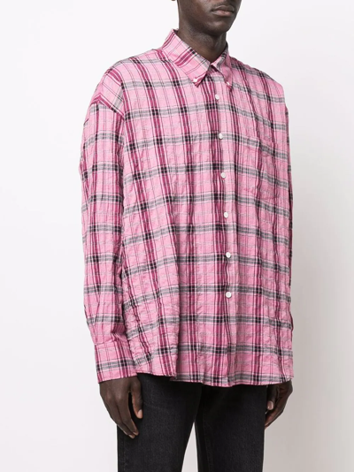 Our Legacy Borrowed Check Cotton-blend Shirt In Pink | ModeSens