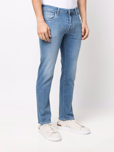 Shop Incotex Stonewashed Slim Cut Jeans In Blue