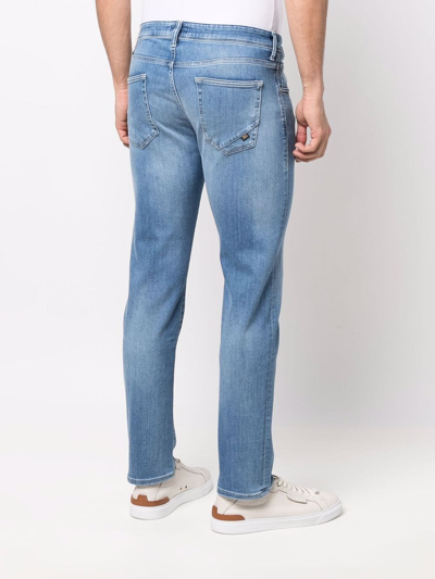 Shop Incotex Stonewashed Slim Cut Jeans In Blue