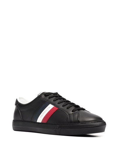 Shop Moncler Logo-print Leather Sneakers In Black