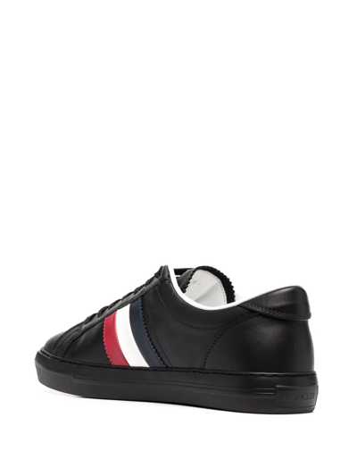 Shop Moncler Logo-print Leather Sneakers In Black