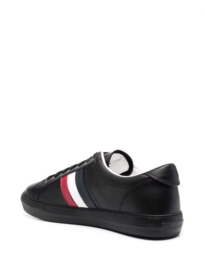 Shop Moncler Logo-print Leather Sneakers In Black