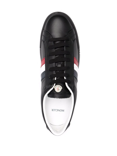 Shop Moncler Logo-print Leather Sneakers In Black