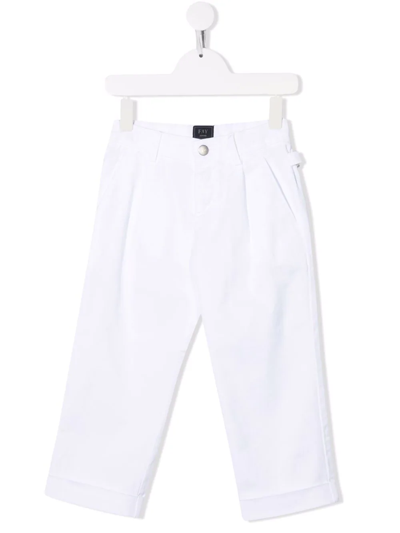 Shop Fay Embroidered-logo Detail Trousers In White